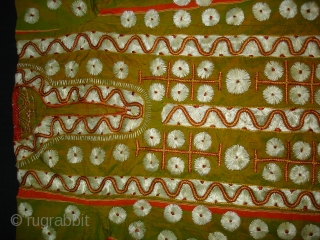 Ceremonial Chamba Costume,From Himachal Pradesh India.Silk ground with flow silk embroidery.Its size is L-74,W-60cm.Condition is good(DSC09911 New).                