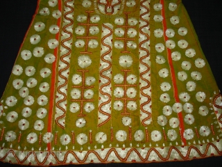 Ceremonial Chamba Costume,From Himachal Pradesh India.Silk ground with flow silk embroidery.Its size is L-74,W-60cm.Condition is good(DSC09911 New).                