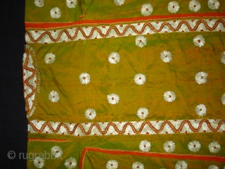 Ceremonial Chamba Costume,From Himachal Pradesh India.Silk ground with flow silk embroidery.Its size is L-74,W-60cm.Condition is good(DSC09911 New).                