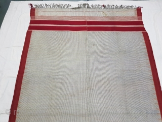 Waziri Shawl for Man From Waziristan, Pakistan. India.C.1900.Natural Dye with Hand Woven Cotton and silk ends,with silk end borders.Its size is 132cmX235cm(20180708_155345 New.
          