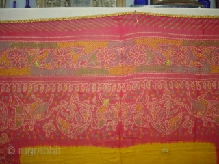 Tie and Dye Odhani (cotton with Natural Colours)From Kota District of Rajasthan. India.This Type of Tie and Dye Known as Shikar Bandhani Odhani.Belongs to Royal Rajput Group.C.1900.Its size is 170cmX210cm(DSC04200 New).  