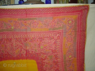 Tie and Dye Odhani (cotton with Natural Colours)From Kota District of Rajasthan. India.This Type of Tie and Dye Known as Shikar Bandhani Odhani.Belongs to Royal Rajput Group.C.1900.Its size is 170cmX210cm(DSC04200 New).  