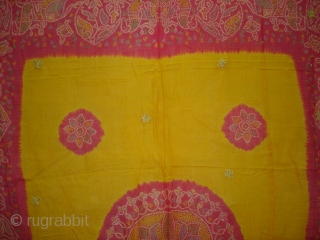 Tie and Dye Odhani (cotton with Natural Colours)From Kota District of Rajasthan. India.This Type of Tie and Dye Known as Shikar Bandhani Odhani.Belongs to Royal Rajput Group.C.1900.Its size is 170cmX210cm(DSC04200 New).  