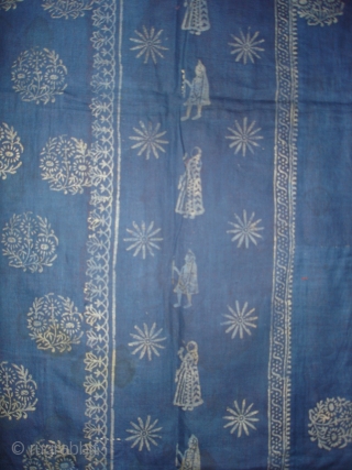 Indigo Blue Pichwai of Krishna and the cows From Gujarat India.Made from Silver Tinsel on Indigo Blue Malmal Cloth.C.1900.Its size is 160cmX162cm(DSC09512 New).
          