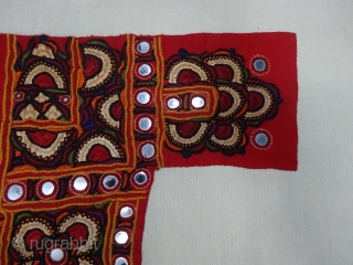 Embroidered Blouse-Front(Gaj)From Chetiari Sanghar,Morana, Sindh Provision of Pakistan. India.Cotton lined, Cotton and silk embroidery and mirrors(DSC0644).                 