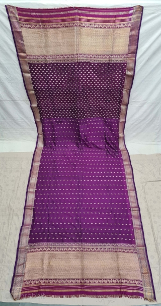 Paithani Shalu Sari with Double Pallu (Pallov) Sari,Its characterised by borders of an oblique square design, and a two pallu design,It’s a Silk and Real zari (Gold And Silver) weave sari. This type  ...