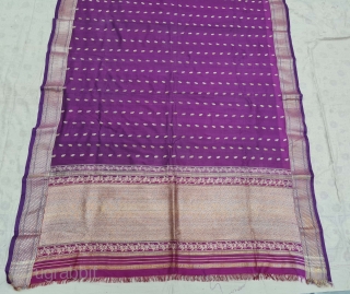 Paithani Shalu Sari with Double Pallu (Pallov) Sari,Its characterised by borders of an oblique square design, and a two pallu design,It’s a Silk and Real zari (Gold And Silver) weave sari. This type  ...