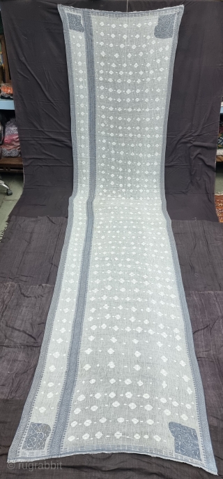 An Rare And Very Fine Quality Teen Paari , Jamdani Finest Muslin Cotton Saree, From Dhaka District of Bangladesh.North-East India.India.Jamdani was originally known as Dhakai named after the city of Dhaka, Jamdani is Persian  ...