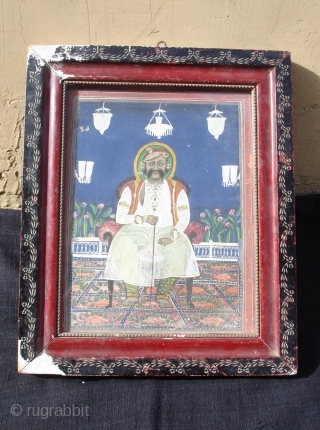 Miniature Painting Of Maharaja From Kishangarh,Rajasthan,India.Circa 1900.Its size is 27cmX32cm.(DSC00096 New).                      