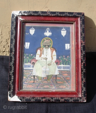 Miniature Painting Of Maharaja From Kishangarh,Rajasthan,India.Circa 1900.Its size is 27cmX32cm.(DSC00096 New).                      