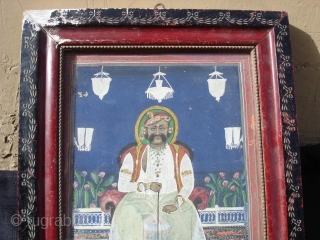 Miniature Painting Of Maharaja From Kishangarh,Rajasthan,India.Circa 1900.Its size is 27cmX32cm.(DSC00096 New).                      