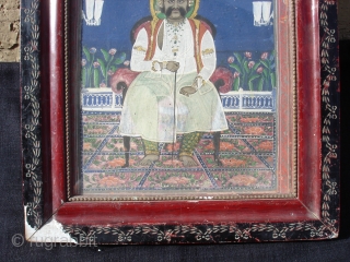 Miniature Painting Of Maharaja From Kishangarh,Rajasthan,India.Circa 1900.Its size is 27cmX32cm.(DSC00096 New).                      