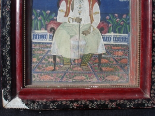 Miniature Painting Of Maharaja From Kishangarh,Rajasthan,India.Circa 1900.Its size is 27cmX32cm.(DSC00096 New).                      