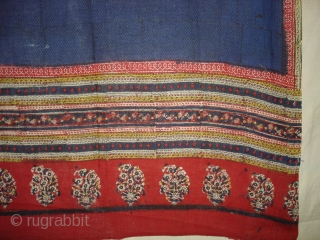 Wedding Saree(Khadi Cotton)From Gujarat India,Circa 1900.block-printed,mordant-dyed,Its size is 110cmx350cm(DSC00148 New).                       