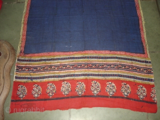 Wedding Saree(Khadi Cotton)From Gujarat India,Circa 1900.block-printed,mordant-dyed,Its size is 110cmx350cm(DSC00148 New).                       