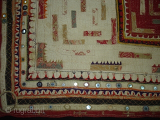 Embroidered and Printed Patch work Quilt From Dwaraka Region of Saurashtra Gujarat. India.very fine quilted and Patch work.Rare kind of Piece.Its size is 70cmX117cm(DSC02355 New).        