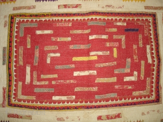 Embroidered and Printed Patch work Quilt From Dwaraka Region of Saurashtra Gujarat. India.very fine quilted and Patch work.Rare kind of Piece.Its size is 70cmX117cm(DSC02355 New).        