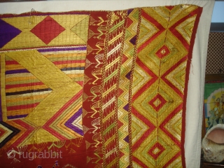 Phulkari From East(India)Punjab India.Known as Sar Pallu Phulkari. Showing the Folk Culture of Punjab.C.1900. Its Size is 128cmX230cm(DSC03935 New).              