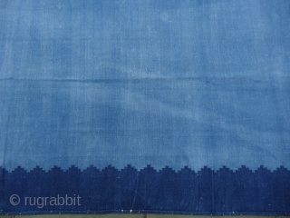 Indigo Blue,Jail Dhurrie(Cotton) Dark Blue-Light Blue Plain Weave Dhurrie. From Bikaner, Rajasthan. India.C.1900.Its size is 237X338cm (Large Size). Condition is very good(DSC06500).           