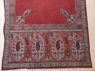 Kalamkari Double Sided (Front and Back same Design),From South India Made for Persian Market,Late 19th Early 20th Century.Hand spurn cotton,Natural Dyes.Its size is 135cmX235cm(20200710_144506).
         