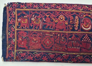 Mochi Bharat Embroidery Book Cover , Silk Embroidery on the Satin Silk, From Kutch, Gujarat. India. 

C.1850-70. 

Epic Story Telling Book cover. Showing When Mahavira was born his mother Trishala, During her  ...