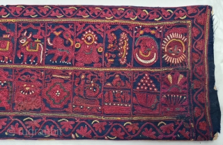 Mochi Bharat Embroidery Book Cover , Silk Embroidery on the Satin Silk, From Kutch, Gujarat. India. 

C.1850-70. 

Epic Story Telling Book cover. Showing When Mahavira was born his mother Trishala, During her  ...