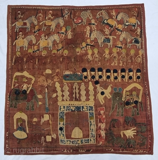 Kanduri shrine Applique Wall Hanging. It is Presented by both Hindu and Muslim Pilgrims as on offering on the grave of the Muslim Prince Sara Masoud. From Uttar Pradesh, India. 
C.1875 -1900.
Its size  ...