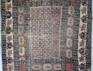 An Kalamkari And Block Print And Hand-Drawn, Mordant- And Resist-Dyed Khadi Cotton, From Gujarat  Region of North-West India. India. 

Exported to the South-East-Asian Markets.

c.1875-1900. 

Its size is 131cmX158cm(20220716_152245).    