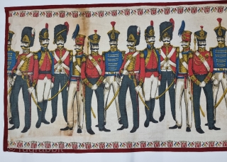 A Rare British Army Manchester Print Chakla (Wall Hanging) From Manchester England made for the Indian Market. India. Roller Printed on Cotton.

C.1900.

Its size is 53cmX115cm (20230715_161211).       