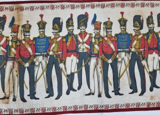 A Rare British Army Manchester Print Chakla (Wall Hanging) From Manchester England made for the Indian Market. India. Roller Printed on Cotton.

C.1900.

Its size is 53cmX115cm (20230715_161211).       