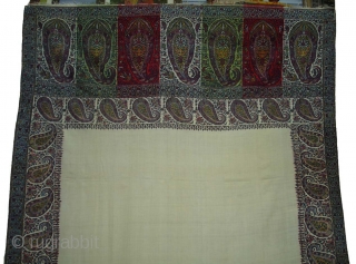 Jamawar Long Shawl From Kashmir India.This Shawl is known as Haft Fardi Shawl.First Half of 18th Century.Perfect Condition(DSC07566 New).              