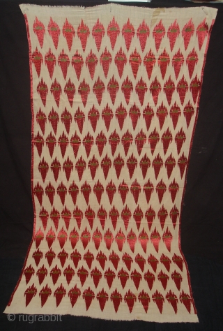 Phulkari From West Punjab.India.Known As KHANJAR THIRMA Bagh.Its size is 118cmX240cm.(DSC02705 New).                     