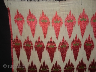 Phulkari From West Punjab.India.Known As KHANJAR THIRMA Bagh.Its size is 118cmX240cm.(DSC02705 New).                     