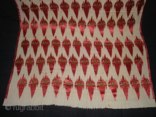 Phulkari From West Punjab.India.Known As KHANJAR THIRMA Bagh.Its size is 118cmX240cm.(DSC02705 New).                     