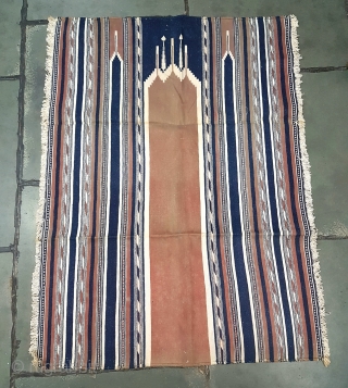 Jainamaz Praying Dhurrie(Cotton),also known As Musala Dhurrie(Mat)From Gujarat.India.c.1900.Its Size is 75X102cm.                      