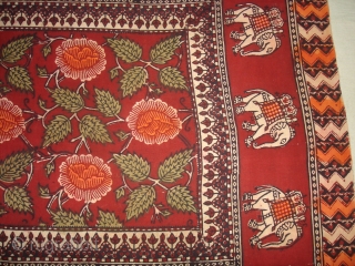 Saudagiri Trade Textiles of Kutch Gujarat, Block Printed On Cotton Khadi From Kutch Gujarat, India.C.1900.Its size is 66cmx925cm(DSC05689 New).              