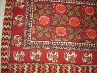 Saudagiri Trade Textiles of Kutch Gujarat, Block Printed On Cotton Khadi From Kutch Gujarat, India.C.1900.Its size is 66cmx925cm(DSC05689 New).              