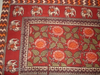 Saudagiri Trade Textiles of Kutch Gujarat, Block Printed On Cotton Khadi From Kutch Gujarat, India.C.1900.Its size is 66cmx925cm(DSC05689 New).              