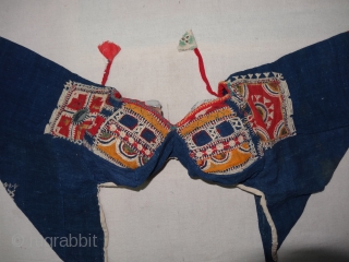 Indigo Blue (Cotton)Embroidery Backless Choli(Child) From Shekhawati Region of Rajasthan. India.Circa 1900(DSC02092 New).                    