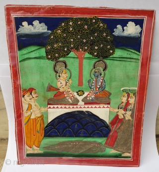 A Miniature Painting of the Shri Krishna Ji and Balaram Ji with Gopies and Sakha’s Nathdwara North-India. India. Late 19th Early 20th Century. Its size 17cmX100cm (20190718_151236).      