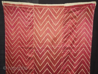 Thirma Phulkari From West(Pakistan)Punjab. India. Known As Wedding Thirma Bagh. Rare Influence of showing Lahariya Weave Design. c.1900. Its size is 115cmX240cm(DSC07963).           