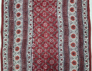 An Kalamkari And Block Print And Hand-Drawn, Mordant- And Resist-Dyed Khadi Cotton, From Gujarat Region of North-West India. India. 

Exported to the South-East-Asian Markets. 

c.1875-1900. 

Its size is 114cmX202cm(20220719_145652).    