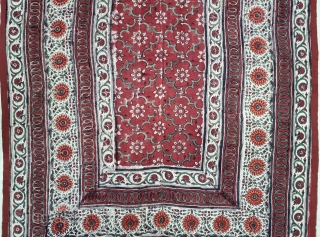 An Kalamkari And Block Print And Hand-Drawn, Mordant- And Resist-Dyed Khadi Cotton, From Gujarat Region of North-West India. India. 

Exported to the South-East-Asian Markets. 

c.1875-1900. 

Its size is 114cmX202cm(20220719_145652).    