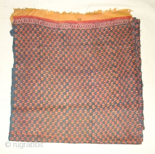 Cotton Khadi Indigo Blue Blocked Print Than(Length)from Rajasthan India.Circa 1900.Its complete than,Its size is 52cm X 1210cm.Very Rare to find complete than in good condition(DSC00302 New).       