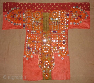 Embroidered Blouse-Front(Gaj)From Nindo Shehr,Sindh Provision of Pakistan, Pakistan.Red silk lined with cotton,silk embroidery with mirrors(DSC04157).                  