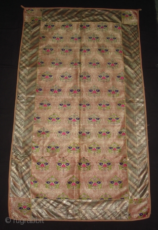 Zari (Real Zari) Brocade Tree design Wall Hanging from Jamnagar Gujarat, India. C.1900.Its size is 80cmX142cm (DSC05594 New).               