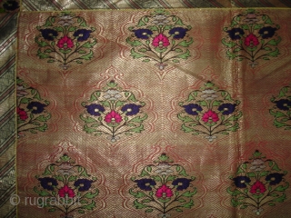 Zari (Real Zari) Brocade Tree design Wall Hanging from Jamnagar Gujarat, India. C.1900.Its size is 80cmX142cm (DSC05594 New).               