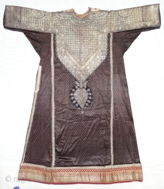 Abha Dress (Women’s) Real Zari Embroidery on the Gajji-Silk with Bandhani work (Tie and Dye), From Kutch Gujarat. India. Belongs to Khatri community of West coast of Kutch Gujarat, C.1900.Rare Costume.  