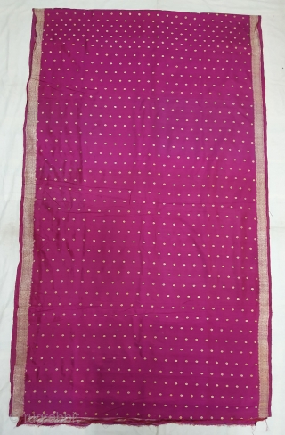 A Very Large Pitambari,Naksha Jala Kadwan Ambi Butta Palla Butidar Saree , Real Zari Silver threads with gold polish weaving on the silk,From Varanasi ,Uttar Pradesh, India. c.1900. Made for South-Indian Market.Top  ...