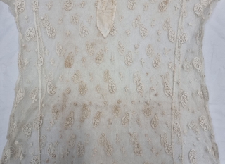 Cotton Lace Costume fine Muslin Cotton without lining With Fine Lace Embroidery Work, 
probably used during the summer months, From Bengal , Northeast-India. India. 
Worn by Royal Nawab Muslims Family Of Bengal.  ...